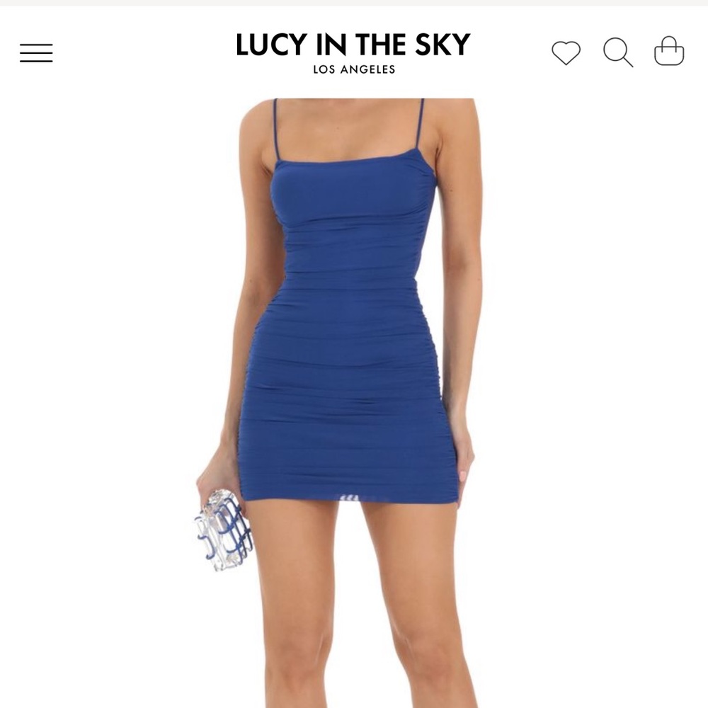 Lucy In The Sky Marsha Mesh Ruched Bodycon Dress Royal Blue